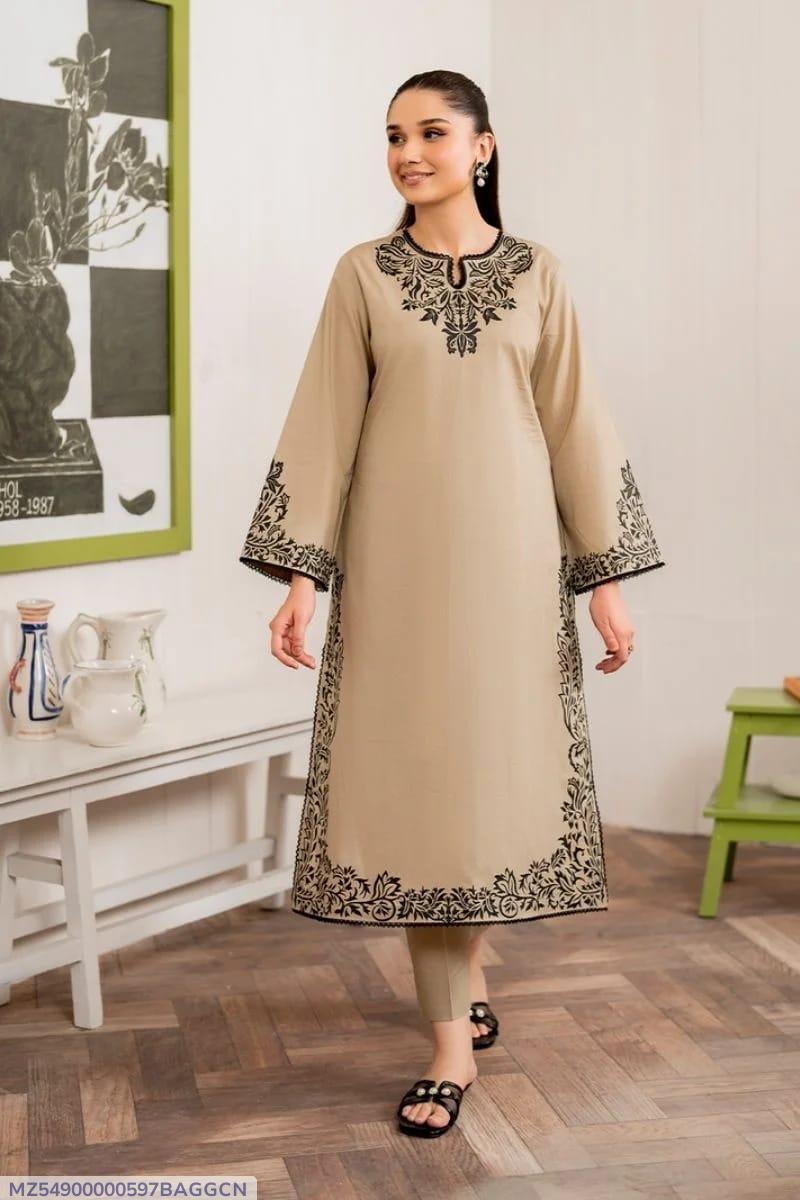 2 Pcs Women's Unstitched Embroidered Suit