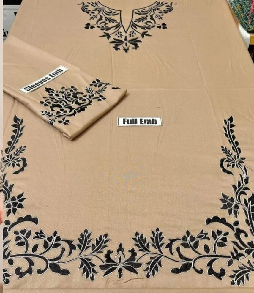 2 Pcs Women's Unstitched Embroidered Suit