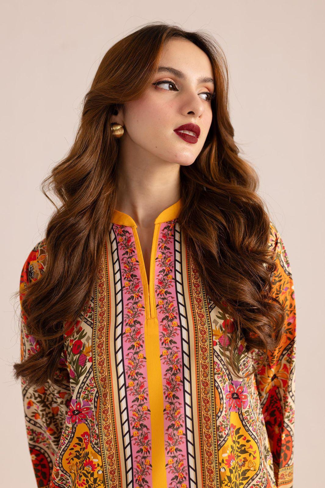 Stylish Printed Lawn Suit for Women - 2 Pcs Set with Cut Work Neckline