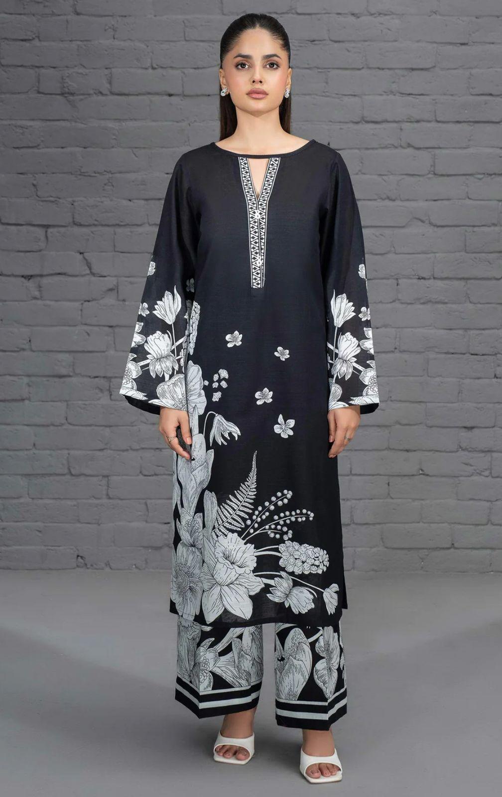 Stylish Printed Lawn Suit for Women - 2 Pcs Set with Cut Work Neckline