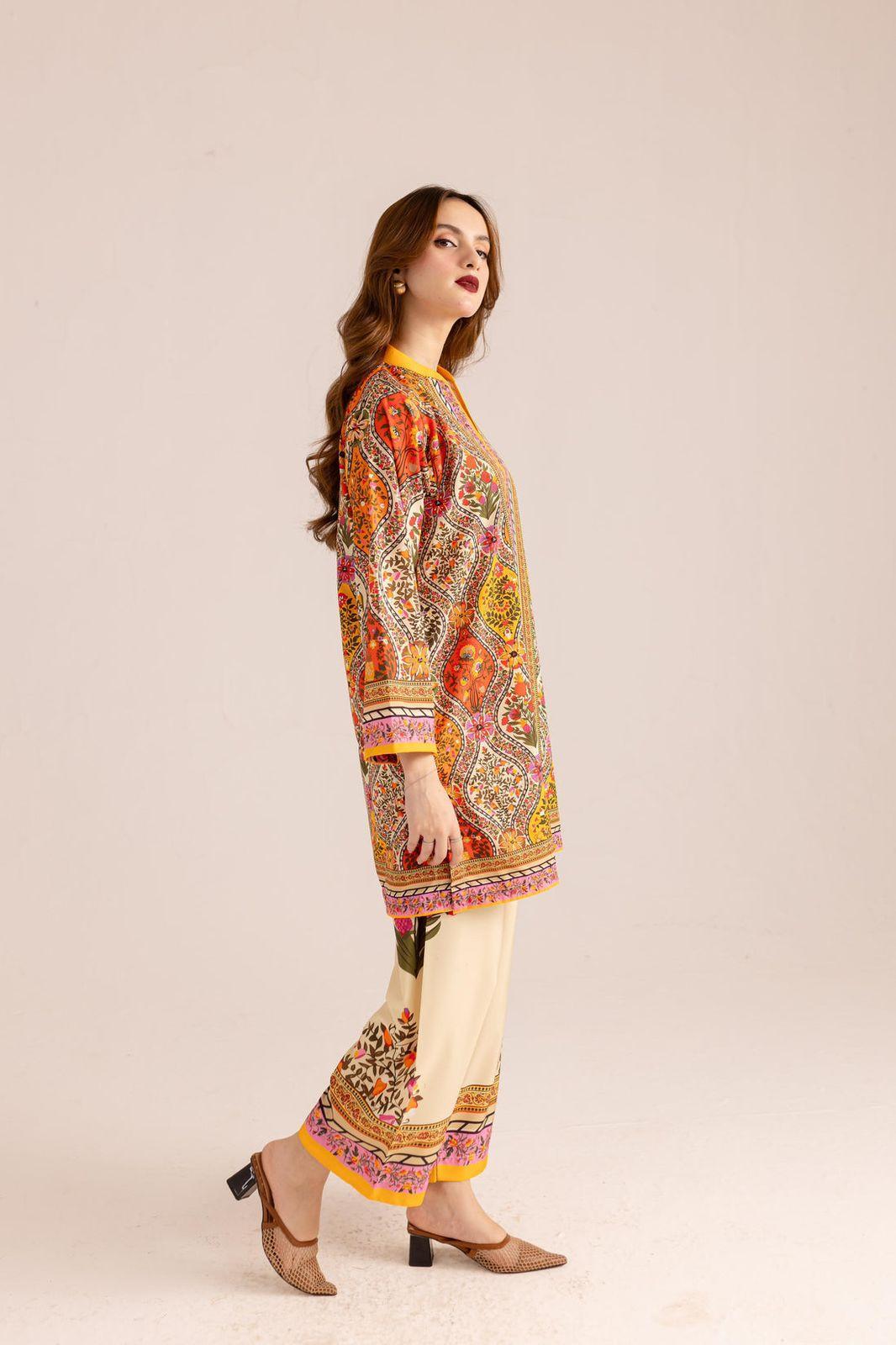 Stylish Printed Lawn Suit for Women - 2 Pcs Set with Cut Work Neckline