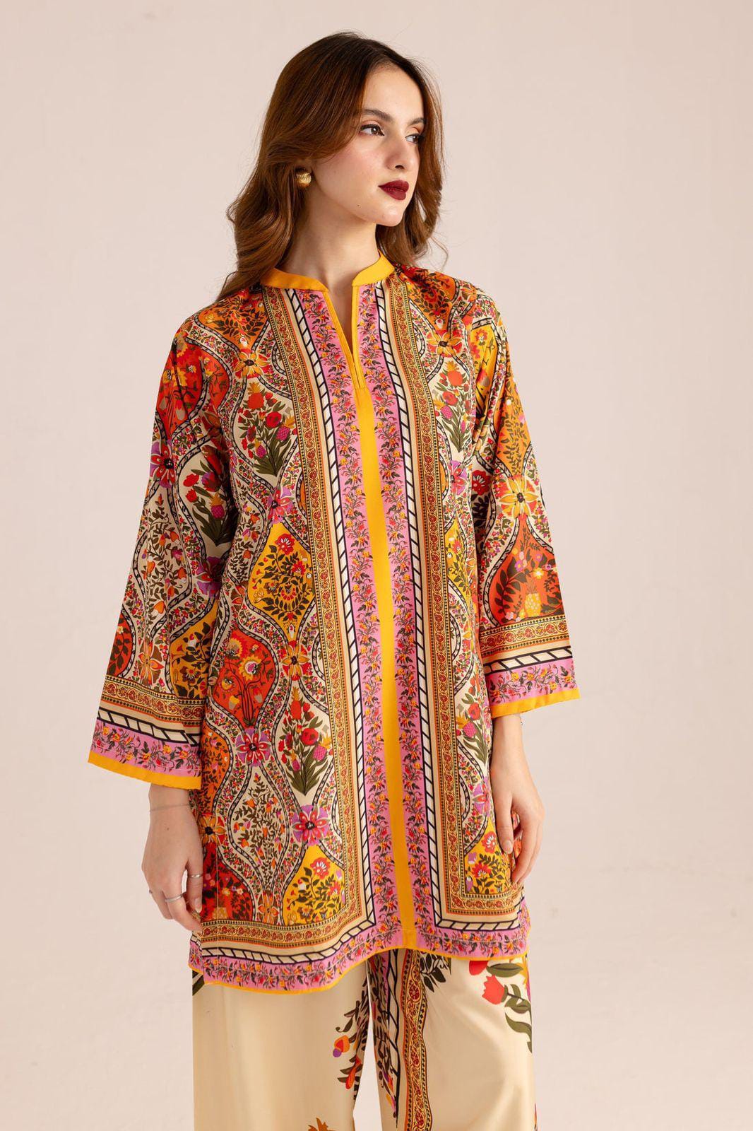 Stylish Printed Lawn Suit for Women - 2 Pcs Set with Cut Work Neckline
