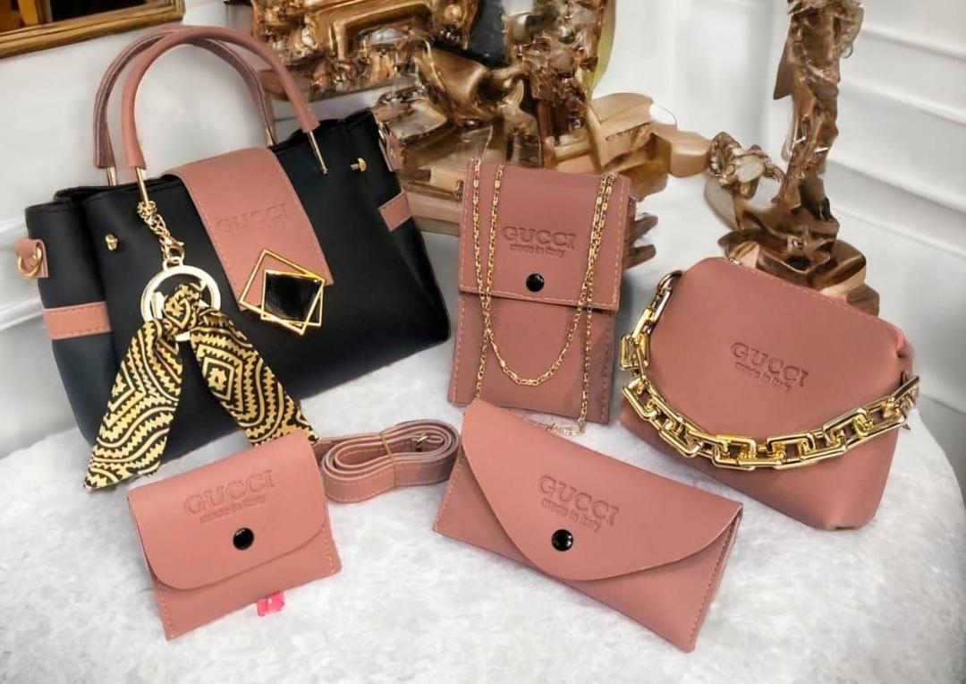 Stylish Leather Hand Bag Set for Girls - 4 Pcs in Chic Colors