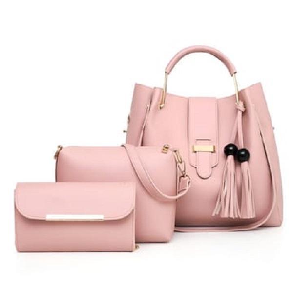 Girl's PU Leather Plain Hand Bag Set