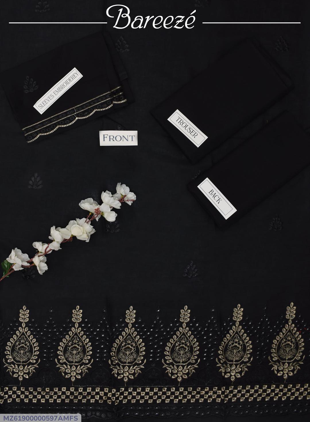 2 Pcs Women's Unstitched Chikankari Embroidered Suit
