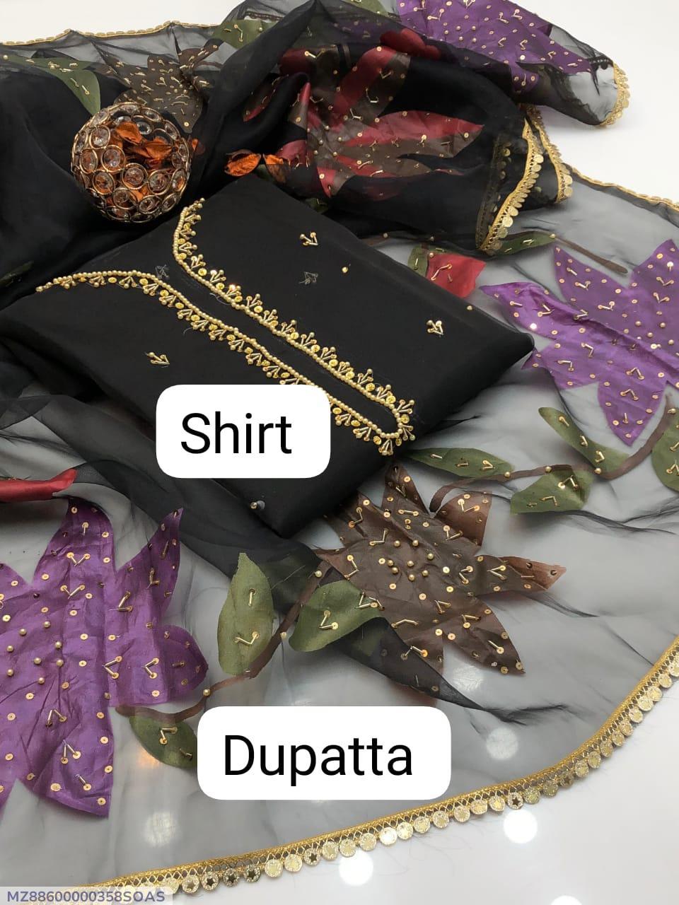 2 Pcs Women's Unstitched Printed Embroidered Suit