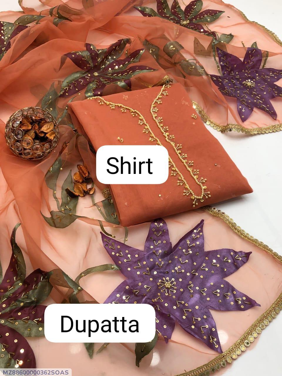 2 Pcs Women's Unstitched Printed Embroidered Suit