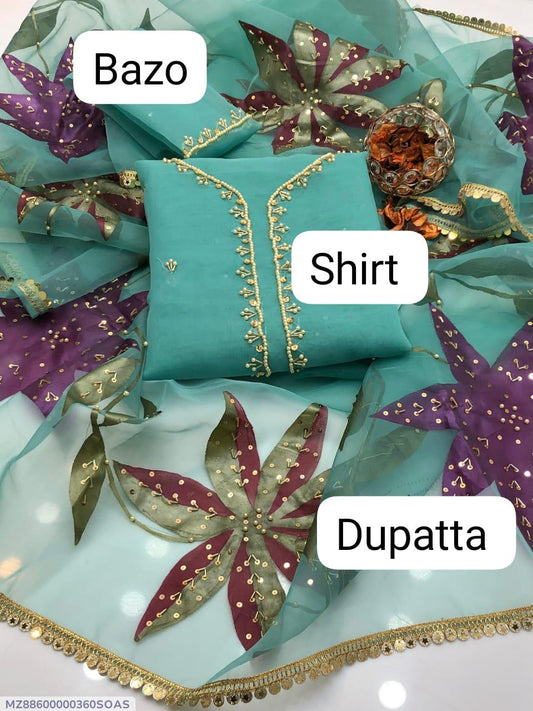2 Pcs Women's Unstitched Printed Embroidered Suit