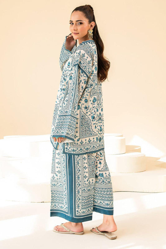 Stylish Printed Lawn Suit for Women - 2 Pcs Set with Cut Work Neckline