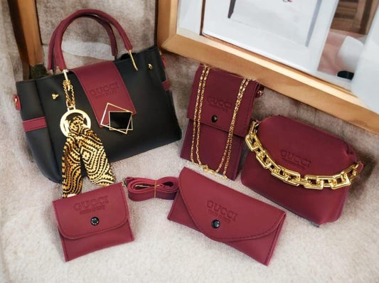 Stylish Leather Hand Bag Set for Girls - 4 Pcs in Chic Colors