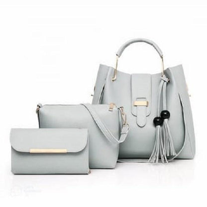 Girl's PU Leather Plain Hand Bag Set