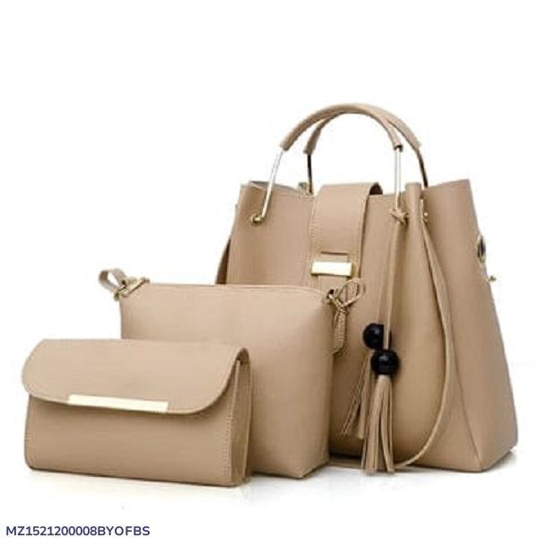 Girl's PU Leather Plain Hand Bag Set
