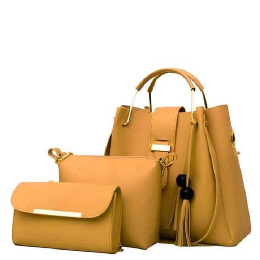 Girl's PU Leather Plain Hand Bag Set
