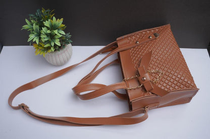 Chic Leather Textured Shoulder Bag for Girls - 1 Pc in Stylish Colors