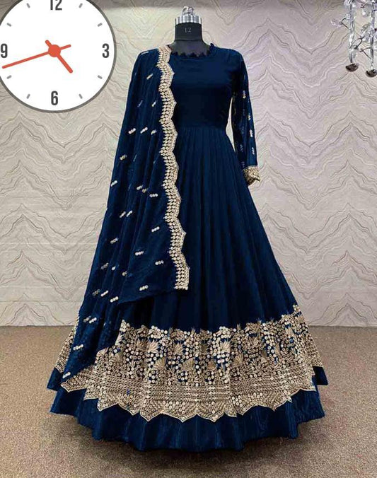 Elegant Embroidered Maxi Suit - 3 Pcs Ensemble