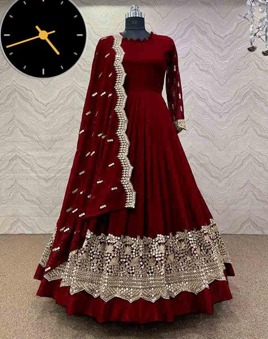 Elegant Embroidered Maxi Suit - 3 Pcs Ensemble