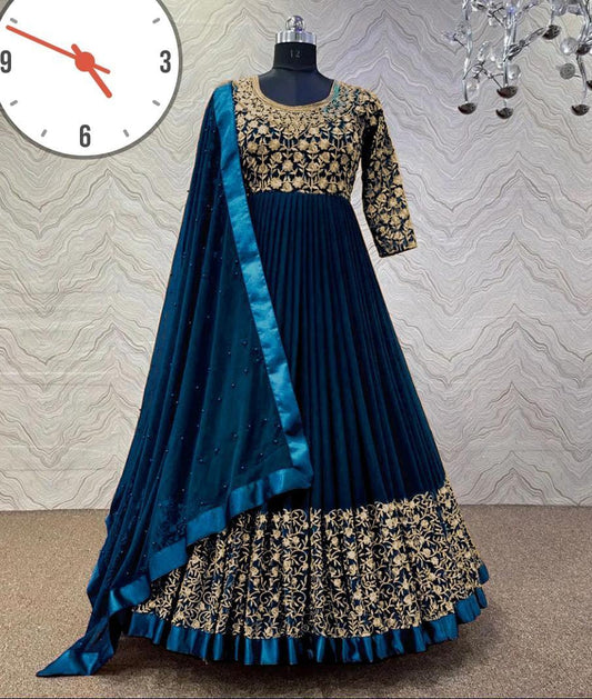 Elegant Black Shamoz Silk Embroidered Maxi Suit - 3 Pcs Set