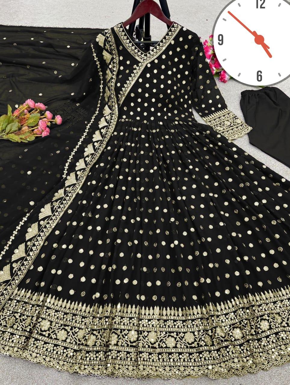 Blue Shamoz Silk Embroidered Maxi Suit - 3 Pcs Ensemble