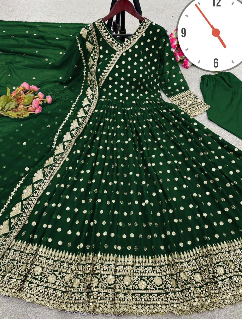 Blue Shamoz Silk Embroidered Maxi Suit - 3 Pcs Ensemble