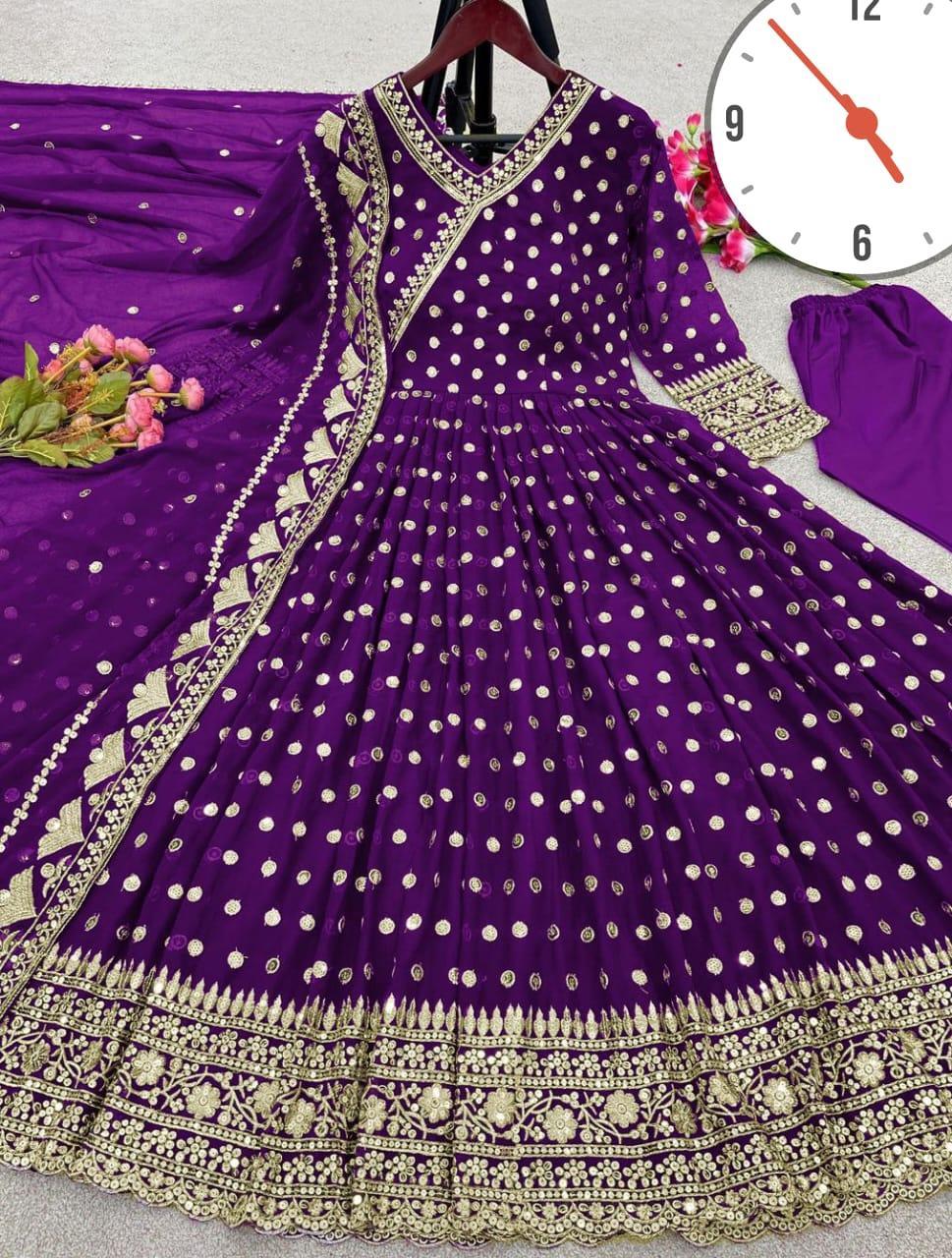 Blue Shamoz Silk Embroidered Maxi Suit - 3 Pcs Ensemble