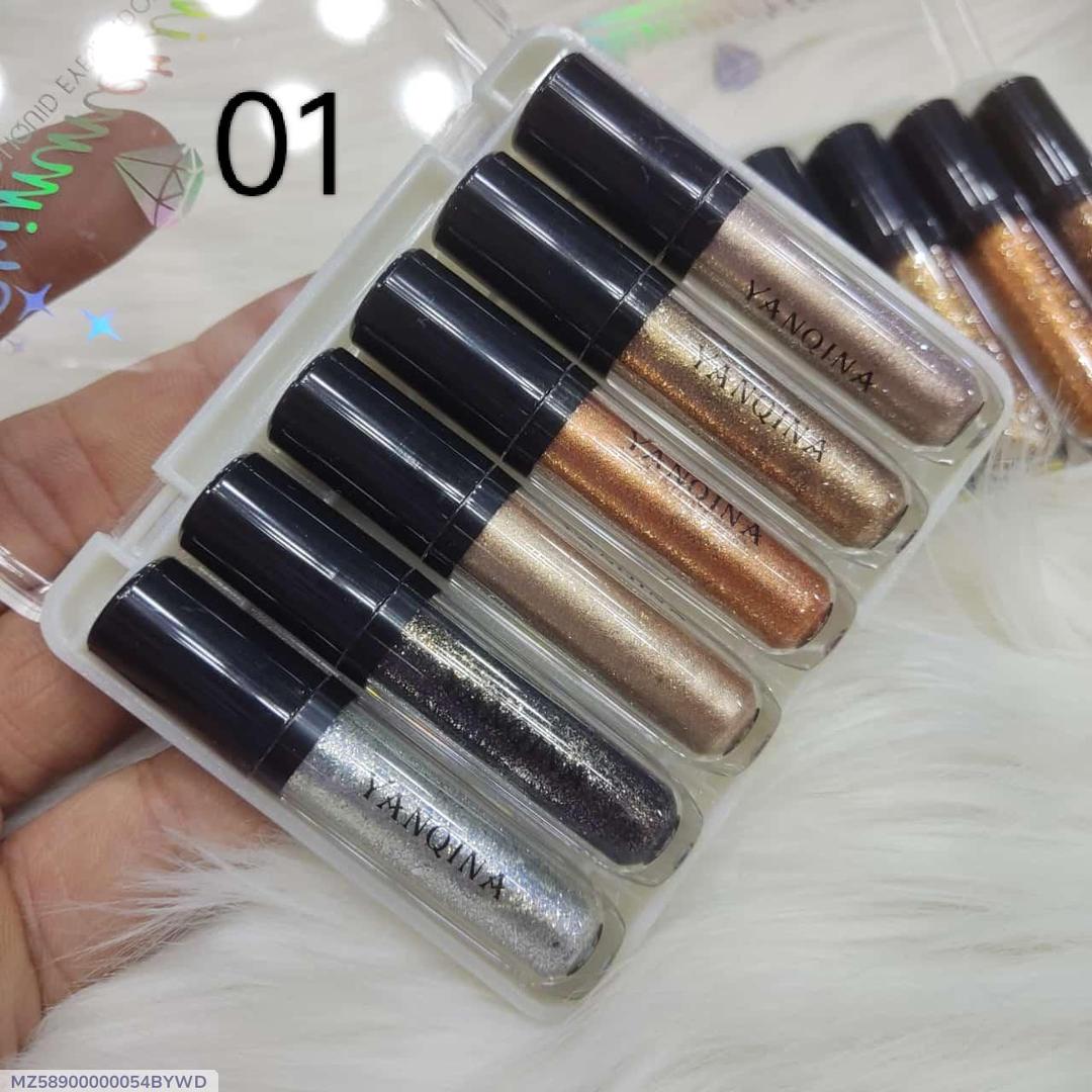 Matte And Glitter Eyeshadow Kit - 1 Pcs(6-liquid Eye-shadow) Smudge Proof Liquid Formula