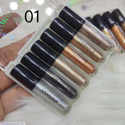 Matte And Glitter Eyeshadow Kit - 1 Pcs(6-liquid Eye-shadow) Smudge Proof Liquid Formula