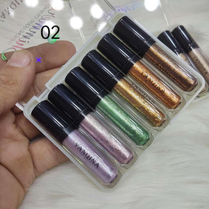 Matte And Glitter Eyeshadow Kit - 1 Pcs(6-liquid Eye-shadow) Smudge Proof Liquid Formula