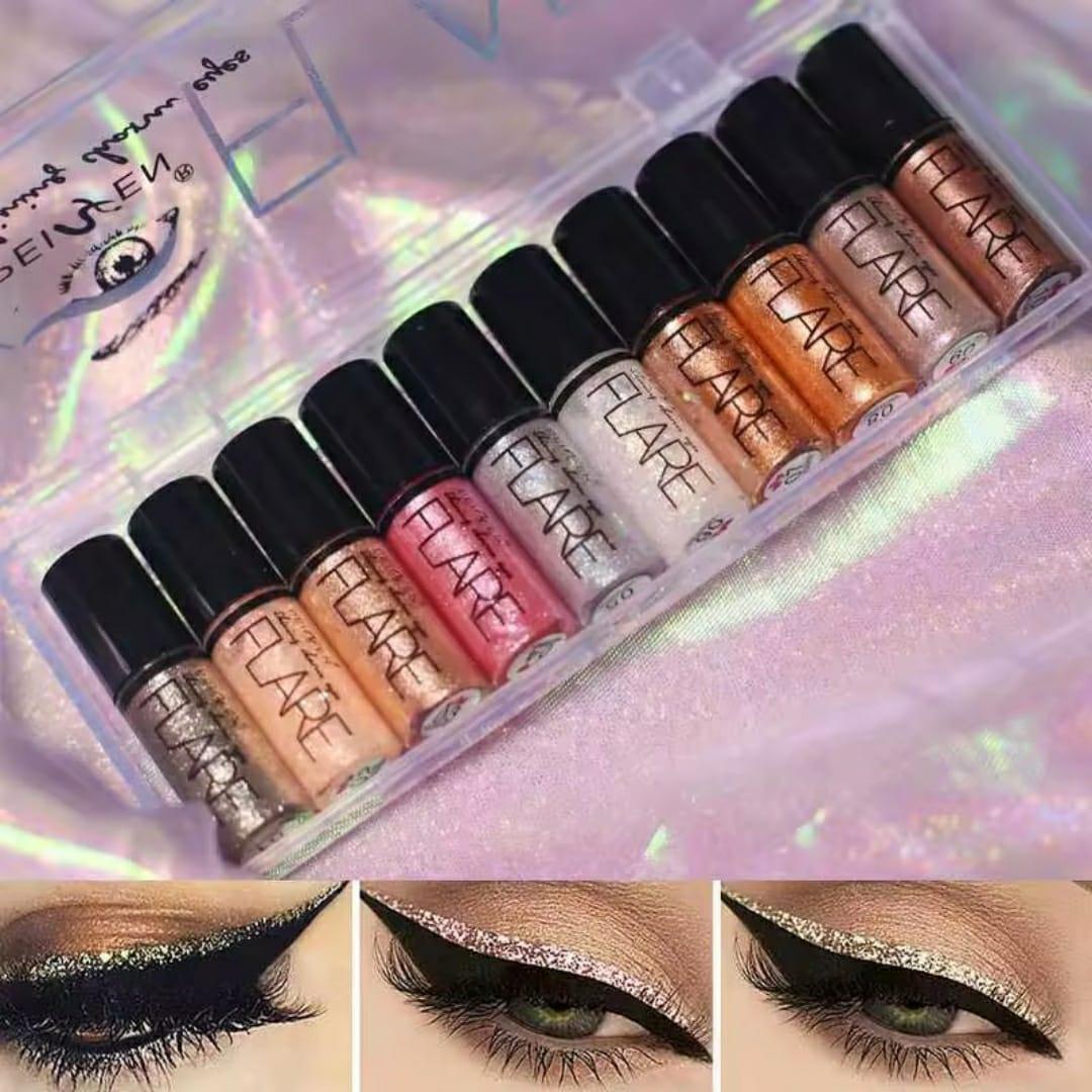 Metallic Shiny Waterproof Glitter Eyeshadow, Pack of 5
