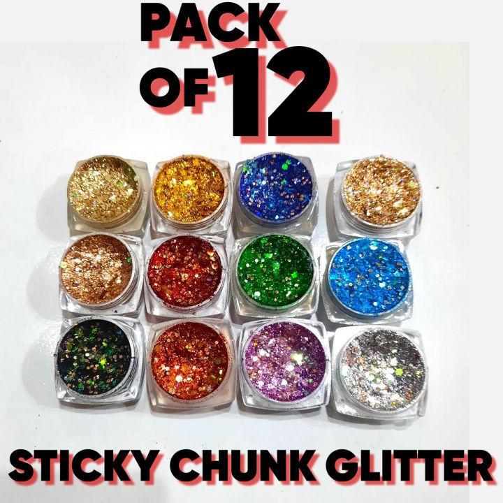 Glitter Shimmer Chunks Eyeshadow - Pack Of 12