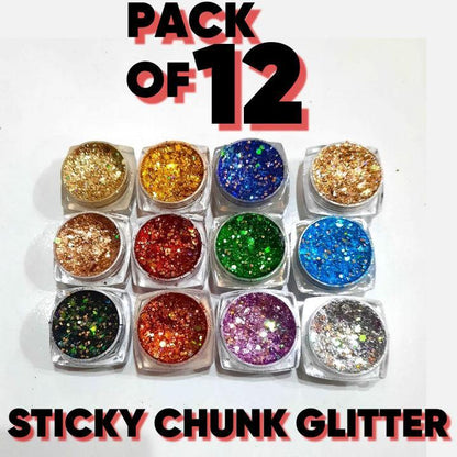 Glitter Shimmer Chunks Eyeshadow - Pack Of 12