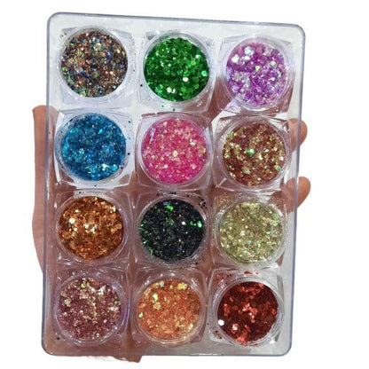 Glitter Shimmer Chunks Eyeshadow - Pack Of 12