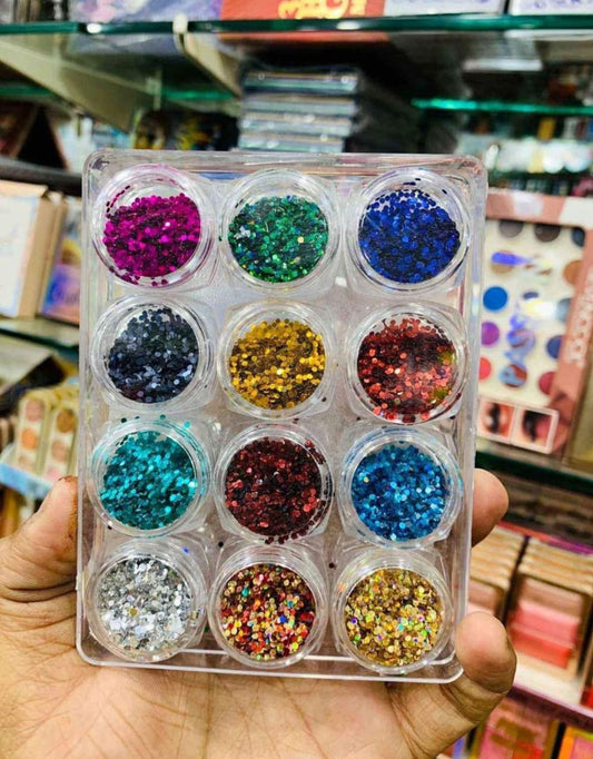 Glitter Shimmer Chunks Eyeshadow - Pack Of 12