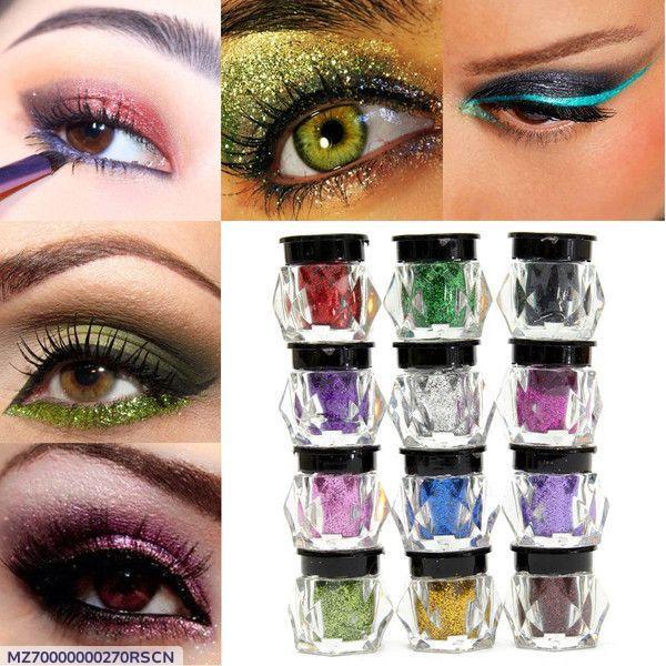 Glitter Eyeshadow Shimmer Powder Pack Of 12 & 6