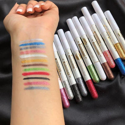 Multicolor Glitter Eye Pencil - 12 Pcs of Shimmery Glam!
