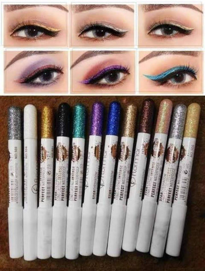 Multicolor Glitter Eye Pencil - 12 Pcs of Shimmery Glam!