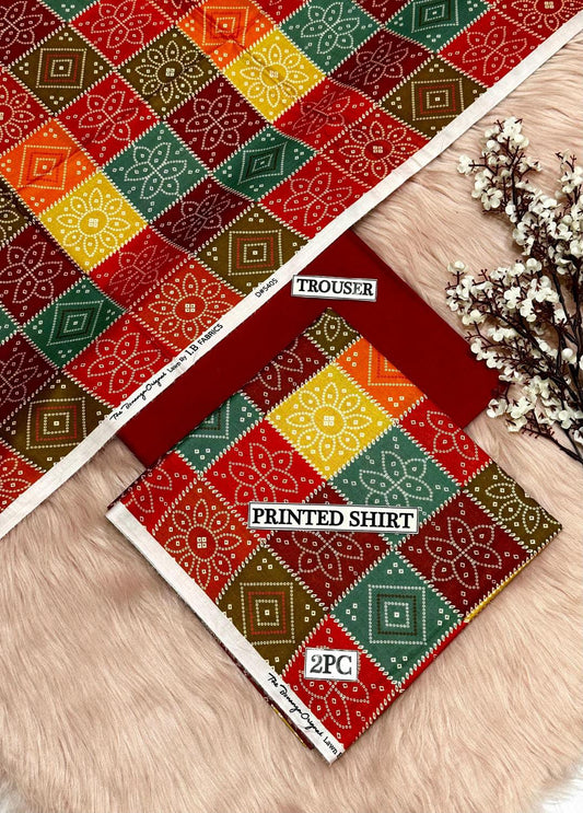 2 Pcs Women's Unstitched Digital Print Suit