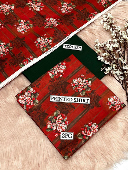 2 Pcs Women's Unstitched Digital Print Suit
