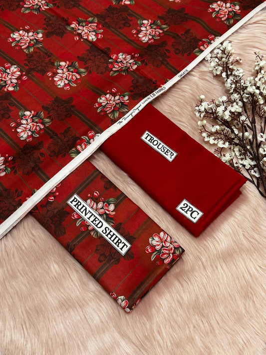 2 Pcs Women's Unstitched Digital Print Suit