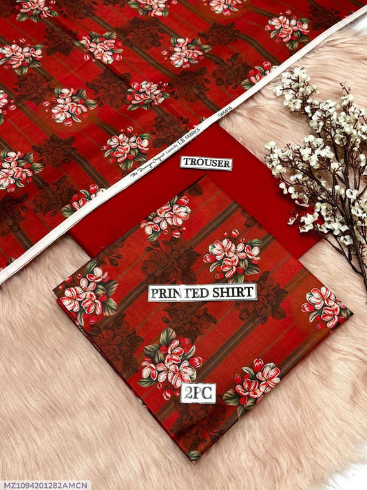 2 Pcs Women's Unstitched Digital Print Suit
