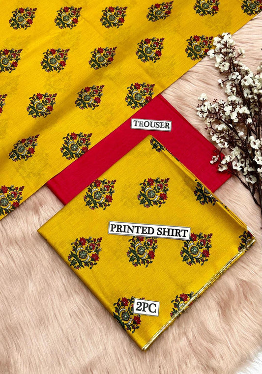 2 Pcs Women's Unstitched Digital Print Suit
