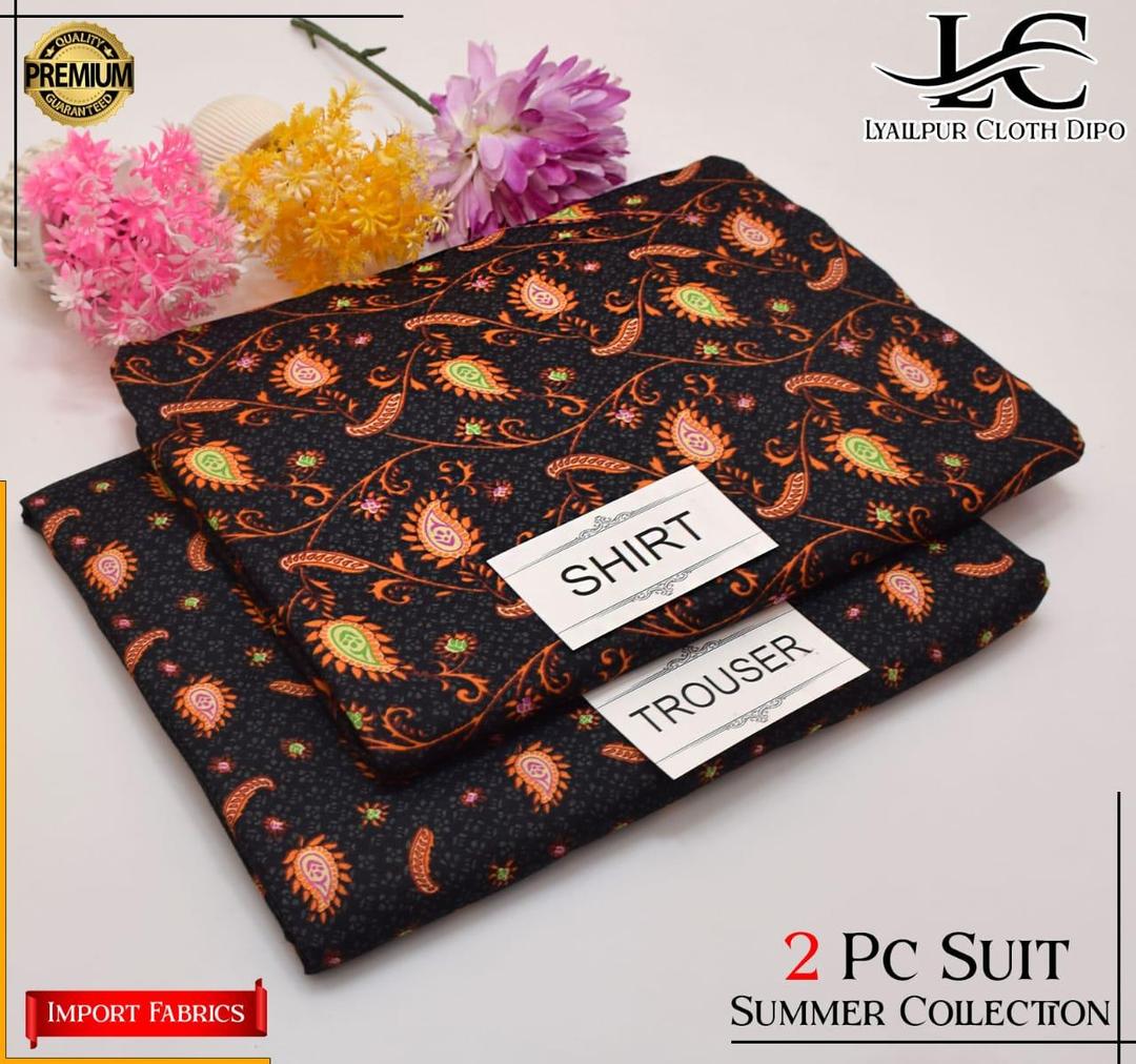 2 Pcs Women's Unstitched Printed Suit