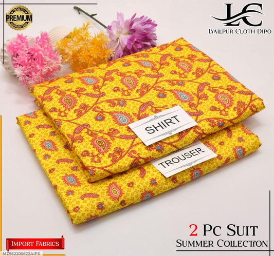 2 Pcs Women's Unstitched Printed Suit