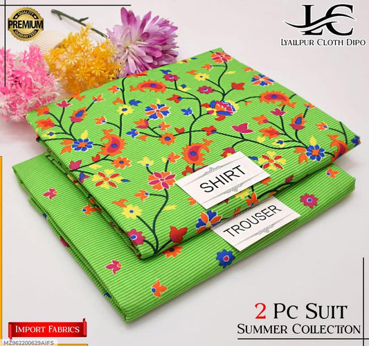 2 Pcs Women's Unstitched Printed Suit