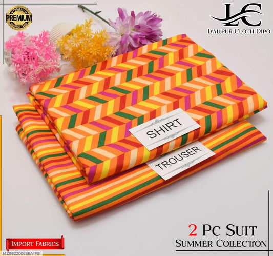 2 Pcs Women's Unstitched Printed Suit