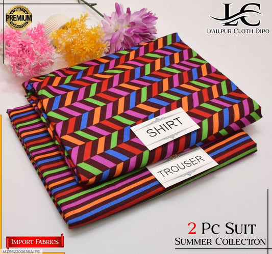 2 Pcs Women's Unstitched Printed Suit