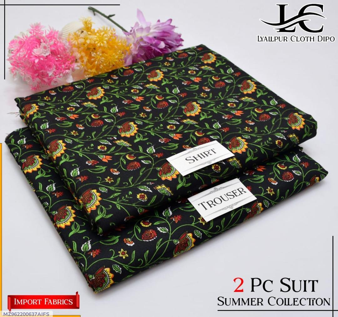 2 Pcs Women's Unstitched Printed Suit