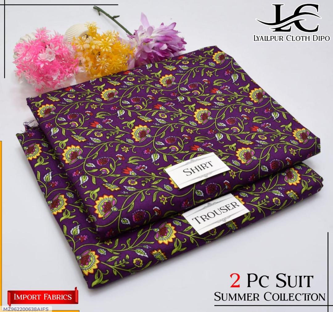 2 Pcs Women's Unstitched Printed Suit