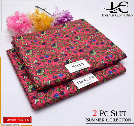 2 Pcs Women's Unstitched Printed Suit
