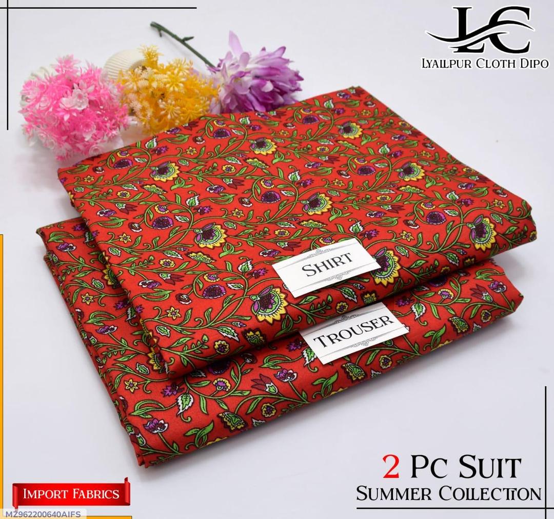 2 Pcs Women's Unstitched Printed Suit