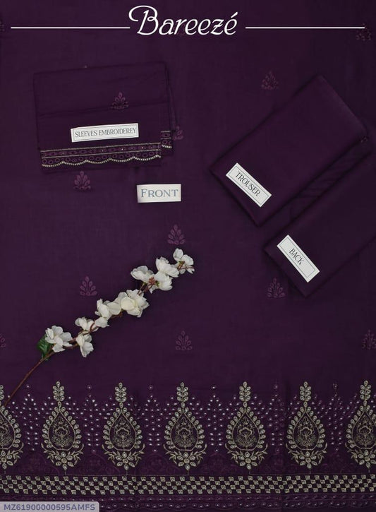 2 Pcs Women's Unstitched Chikankari Embroidered Suit